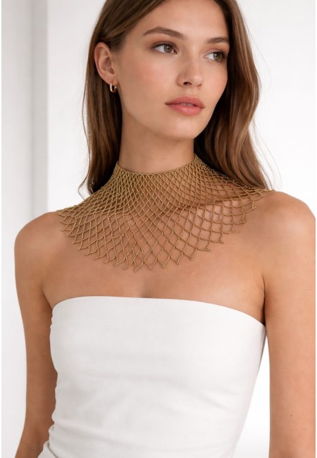 Collar de abalorios oro viejo artesanal | Bluwer