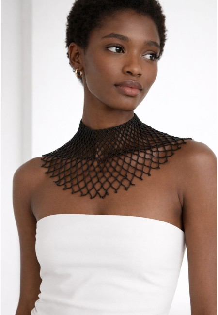 Collar de abalorios negro artesanal para eventos | Bluwer