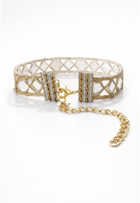 Choker fino de espejos dorados con rombos | Bluwer