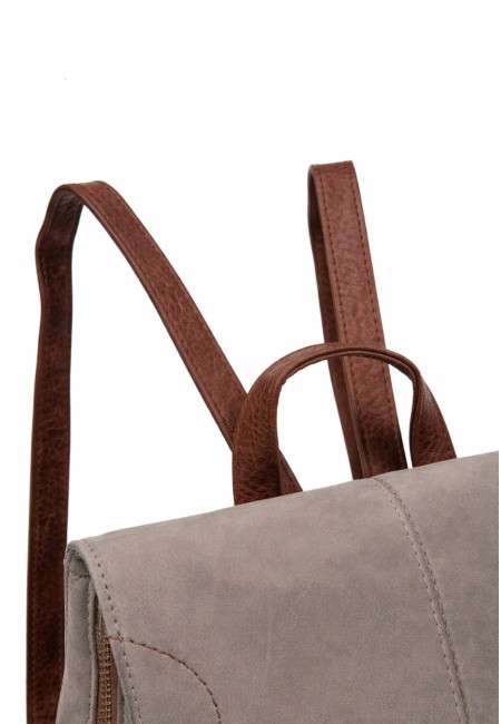 Mochila gris efecto ante cremalleras laterales