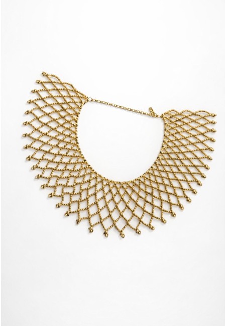 Collar dorado tipo red con abalorios cubo | Bluwer 2