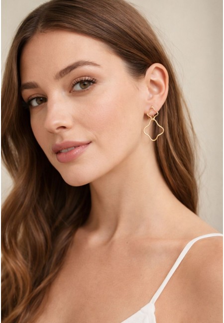 Pendientes dorados de aro orgánico doble | Bluwer