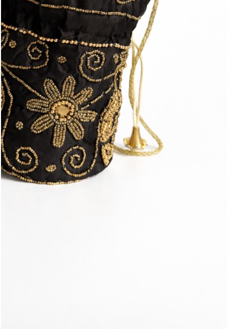 Bombonera chocolate bordada con abalorios dorados para eventos | Bluwer