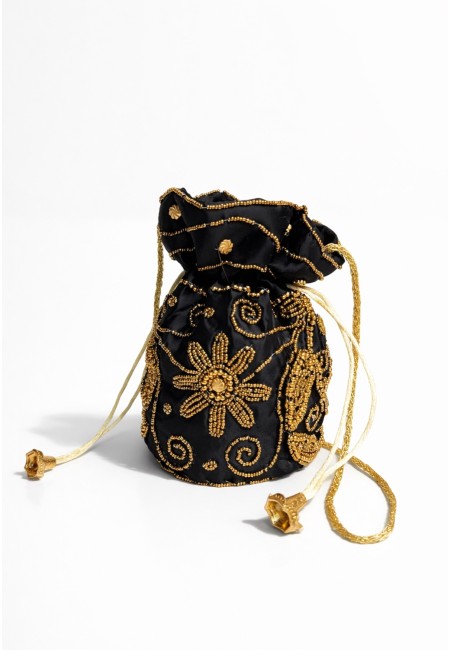 Bombonera chocolate bordada con abalorios dorados para eventos | Bluwer