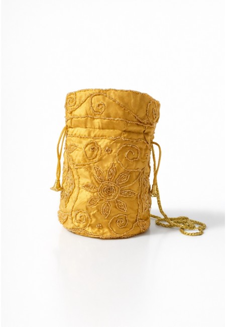Bombonera dorado miel bordada para invitada | Bluwer