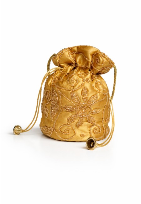 Bombonera dorado miel bordada para invitada | Bluwer