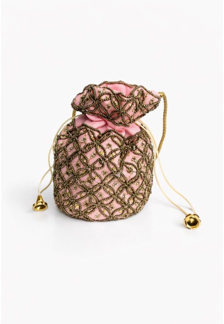 Bombonera rosa empolvado bordada en dorado | Bluwer 2