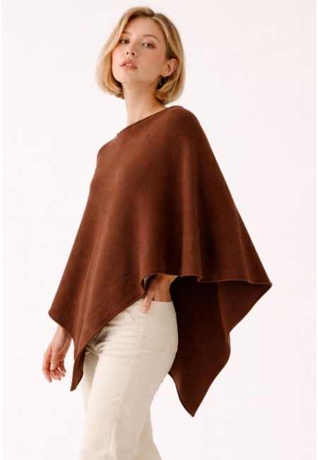 Poncho marrón chocolate de punto suave | Bluwer