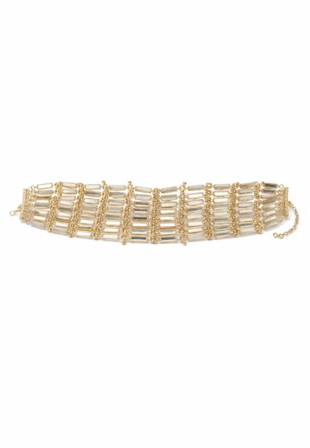 Choker collar dorado de 8 filas con piezas espejo | Bluwer