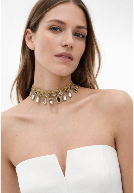 Choker dorado de espejos con colgantes geométricos | Bluwer