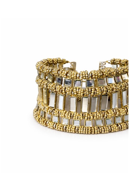 Choker dorado de espejos y abalorios multi-filas vertical | Bluwer