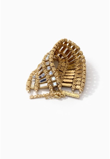 Choker dorado de espejos y abalorios multi-filas vertical | Bluwer