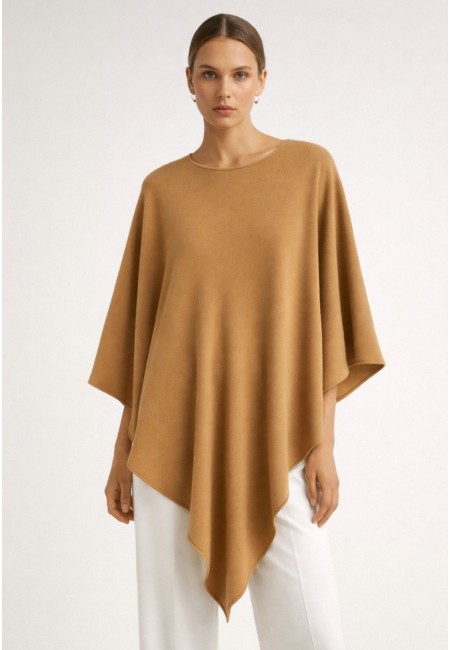 Capa de punto grueso cuello barco – Camel