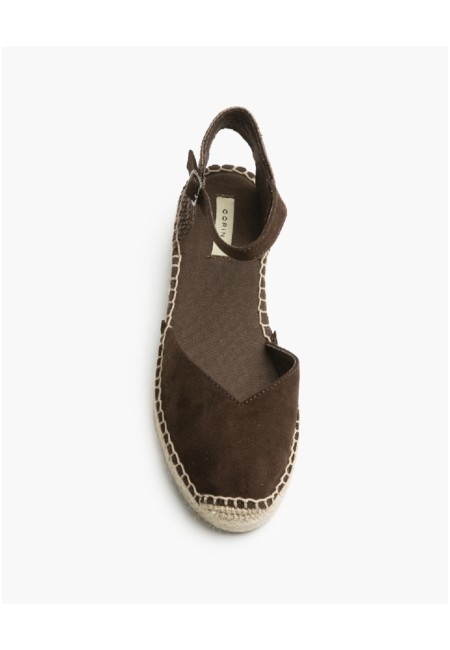 Alpargatas planas de yute marrón chocolate con hebilla | Bluwer