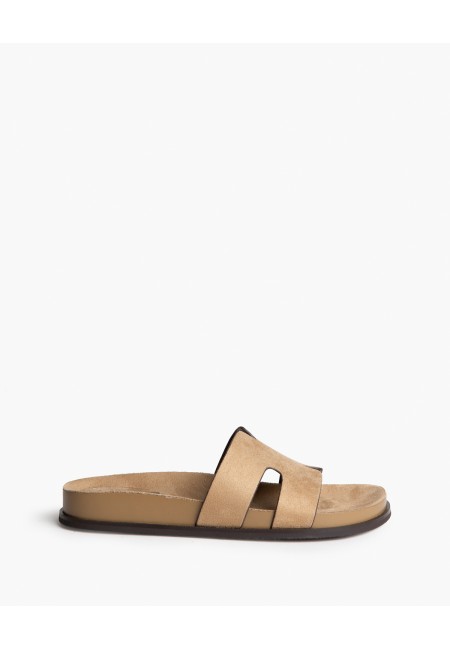 Sandalia plana camel de pala con plantilla ergonómica - Camel