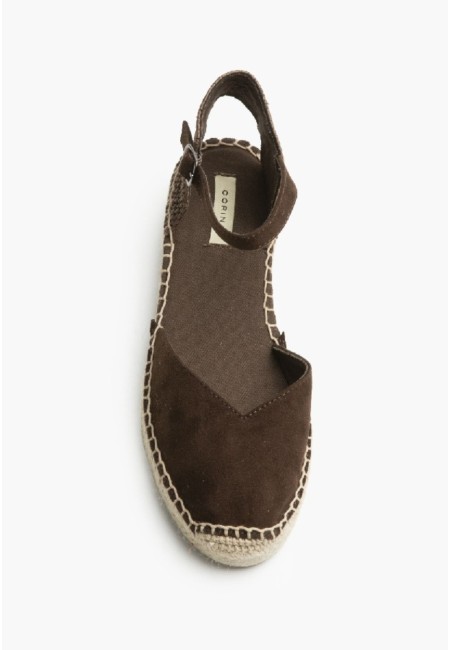 Alpargatas planas de yute marrón chocolate con hebilla | Bluwer 2