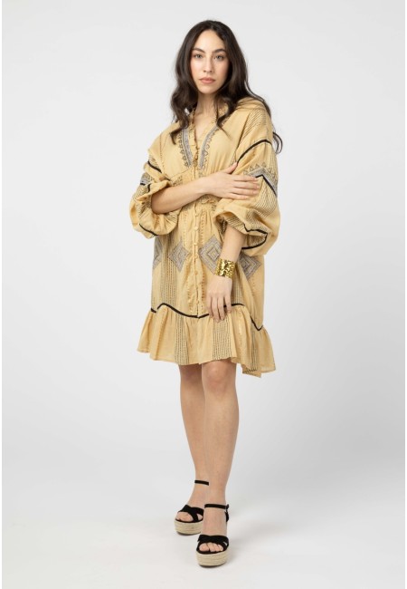 Vestido corto boho bordado a mano – 100% algodón | Bluwer 2