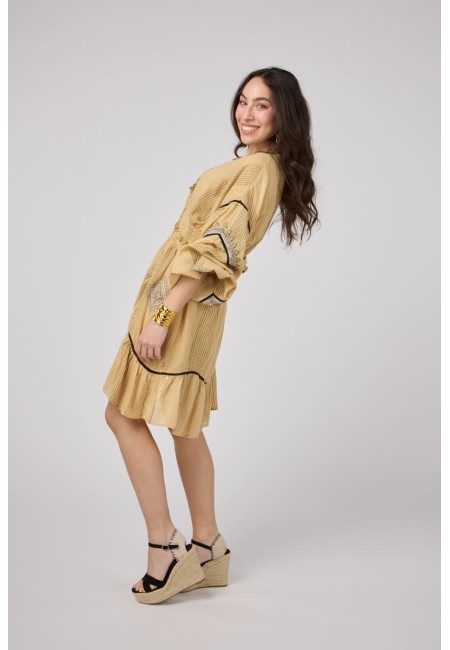 Vestido corto boho bordado a mano – 100% algodón | Bluwer