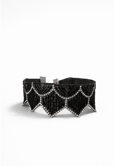 Choker negro estilo art déco - collar joya geométrico para invitada y noche