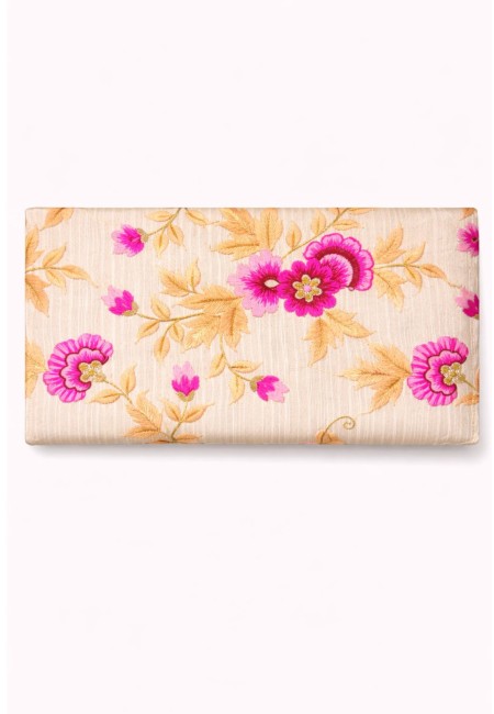 Clutch bordado a mano con flores crema - vista 2