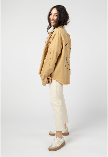 Chaqueta camel oversize con smiley | Bluwer