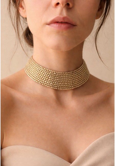 Choker plateado de abalorios cuadrados ajustable