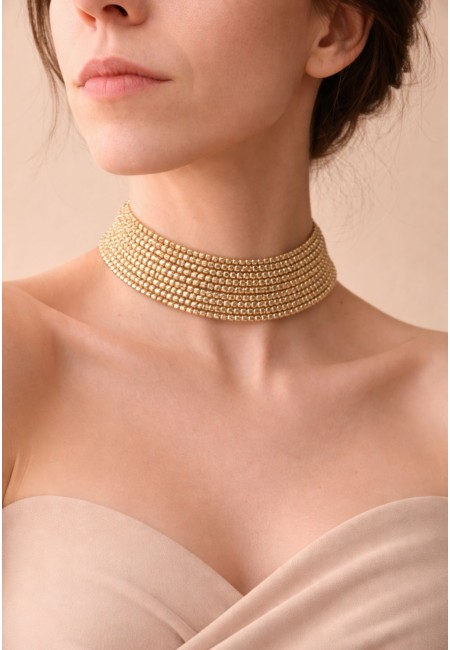 Choker plateado de abalorios cuadrados ajustable