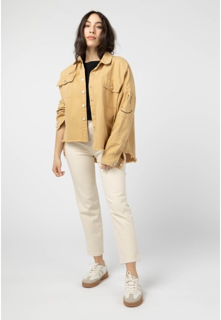 Chaqueta camel oversize con smiley | Bluwer