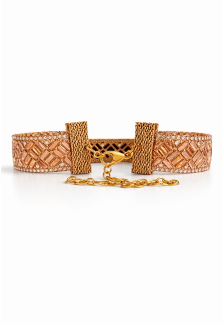 Choker gargantilla rosa de brillantitos artesanal hecho a mano