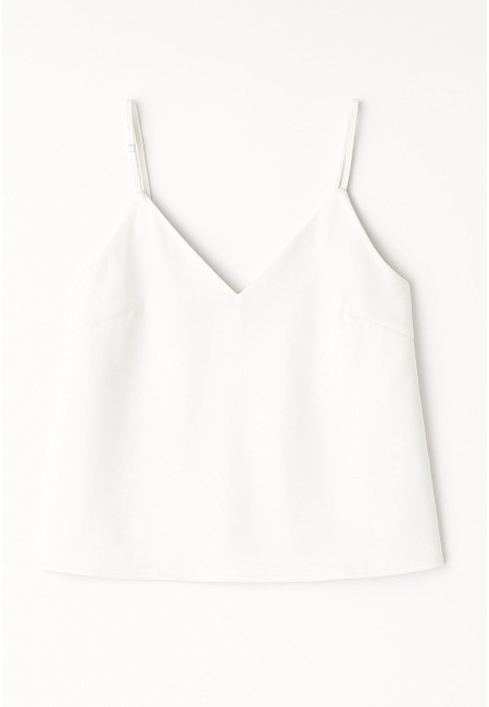 Blusa blanca efecto satén con tirantes regulables | Bluwer