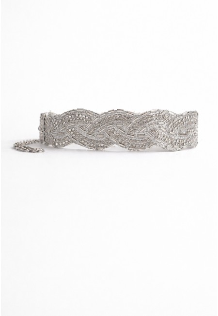 Choker plateado trenzado con abalorios y cristales | Bluwer 2