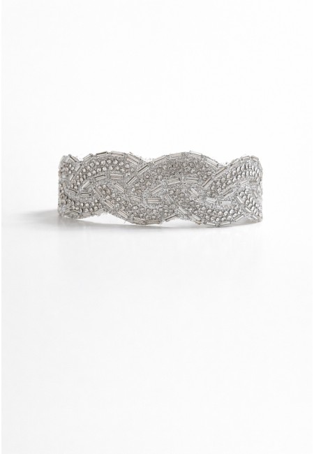 Choker plateado trenzado con abalorios y cristales | Bluwer