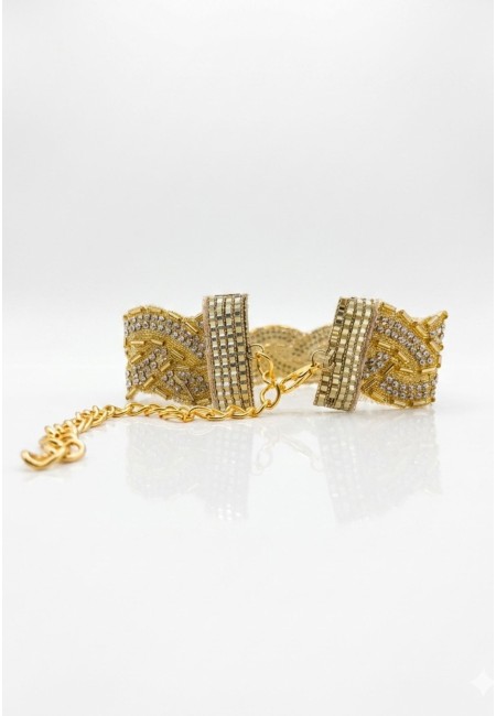 Choker dorado de cristalitos y abalorios bordados | Bluwer