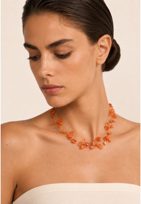 Choker de piedras naturales naranja multicadena | Bluwer