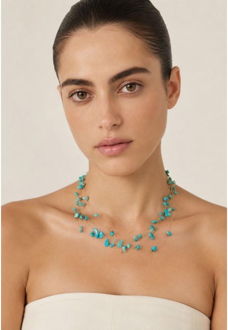 Choker de piedras naturales naranja multicadena | Bluwer 2