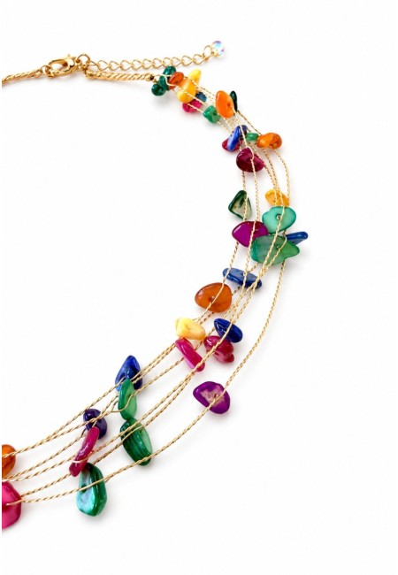 Choker de piedras naturales naranja multicadena | Bluwer