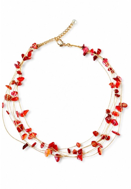 Choker de piedras naturales naranja multicadena | Bluwer