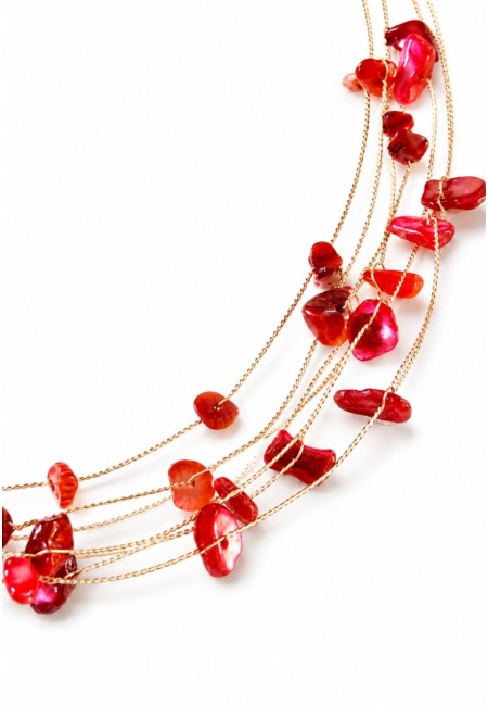 Choker de piedras naturales naranja multicadena | Bluwer