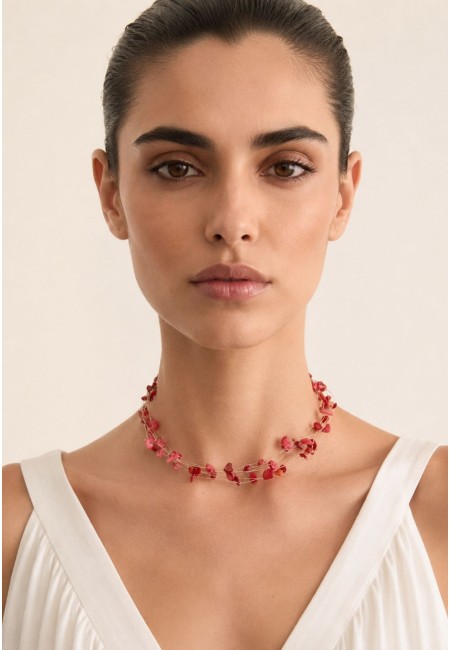 Choker de piedras naturales naranja multicadena | Bluwer