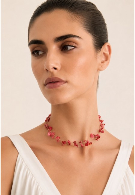 Choker de piedras naturales naranja multicadena | Bluwer