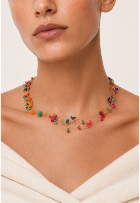 Choker de piedras naturales naranja multicadena | Bluwer
