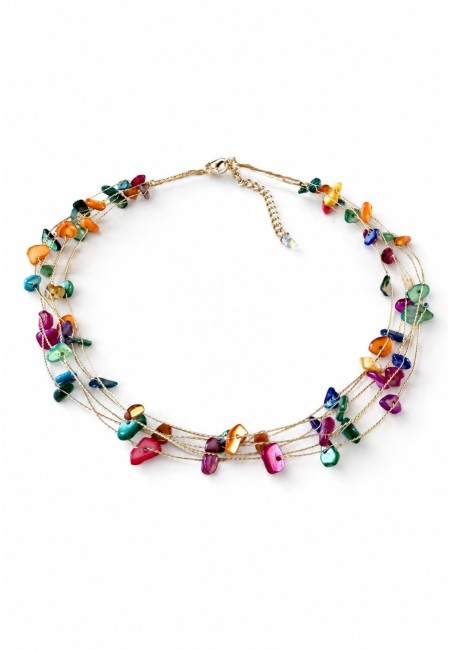 Choker de piedras naturales naranja multicadena | Bluwer