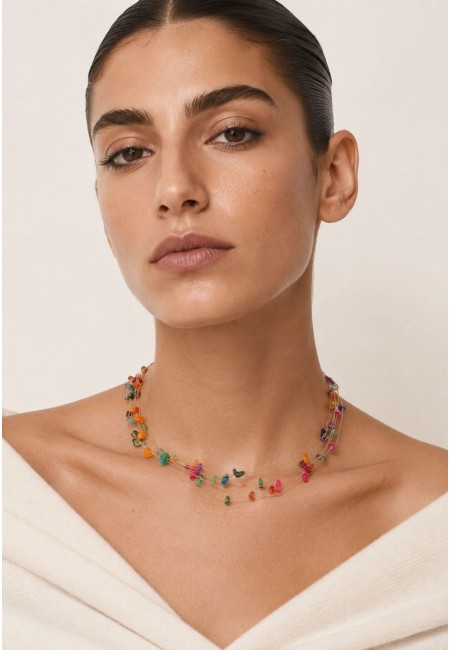 Choker de piedras naturales naranja multicadena | Bluwer