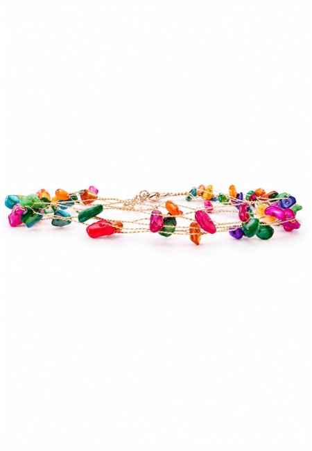 Choker de piedras naturales naranja multicadena | Bluwer