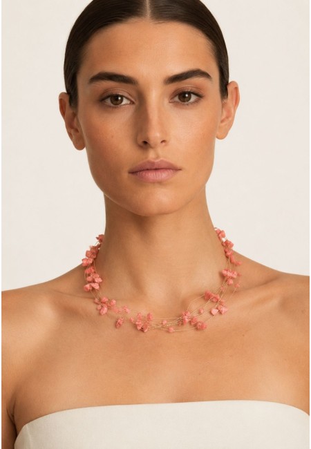 Choker de piedras naturales naranja multicadena | Bluwer