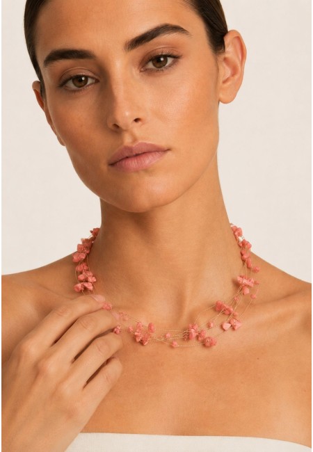 Choker de piedras naturales naranja multicadena | Bluwer