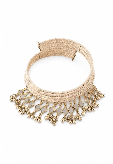 Choker blanco hueso con espejos dorados | Bluwer