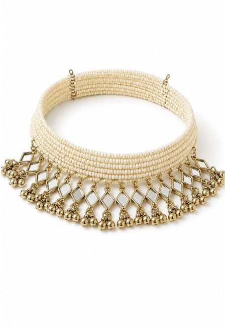 Choker blanco hueso con espejos dorados | Bluwer