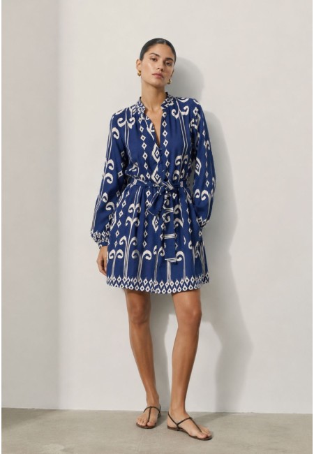 Vestido camisero azul estampado mujer  | Bluwer