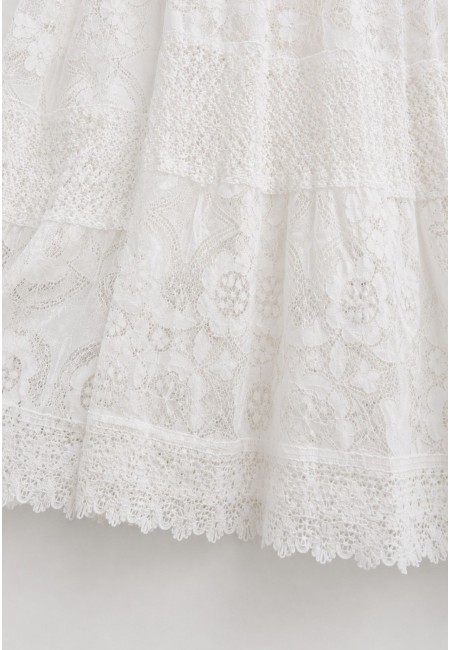 Vestido ibicenco largo blanco de encaje | Bluwer